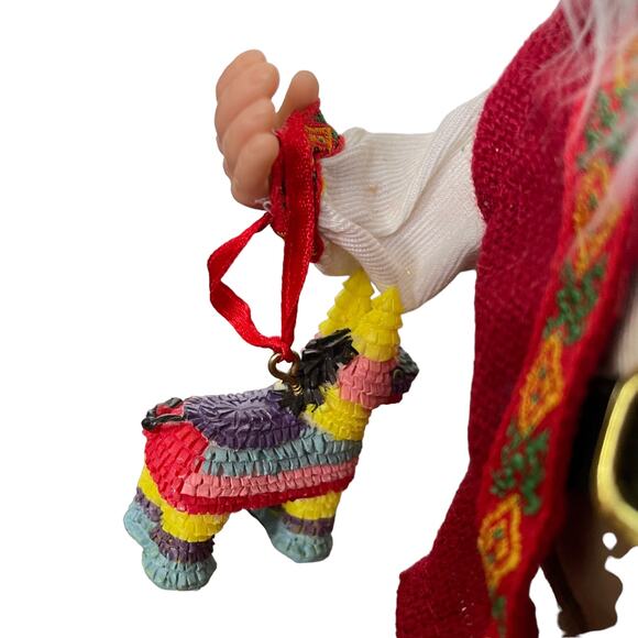 Mexican Santa Figure Piñata Sombrero Hanging Ornament Handcrafted RARE - Picture 10 of 16